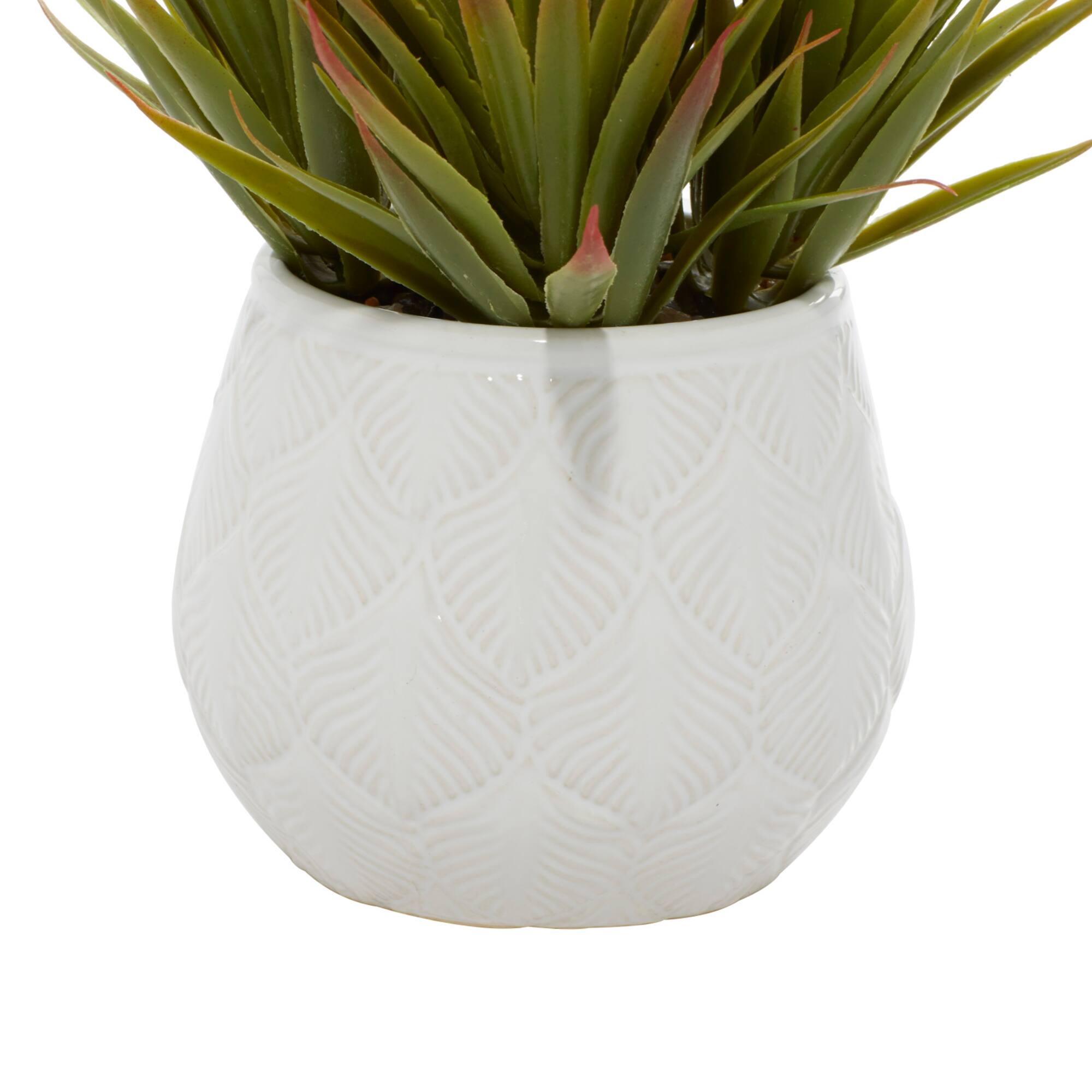 White Ceramic Contemporary Artificial Foliage